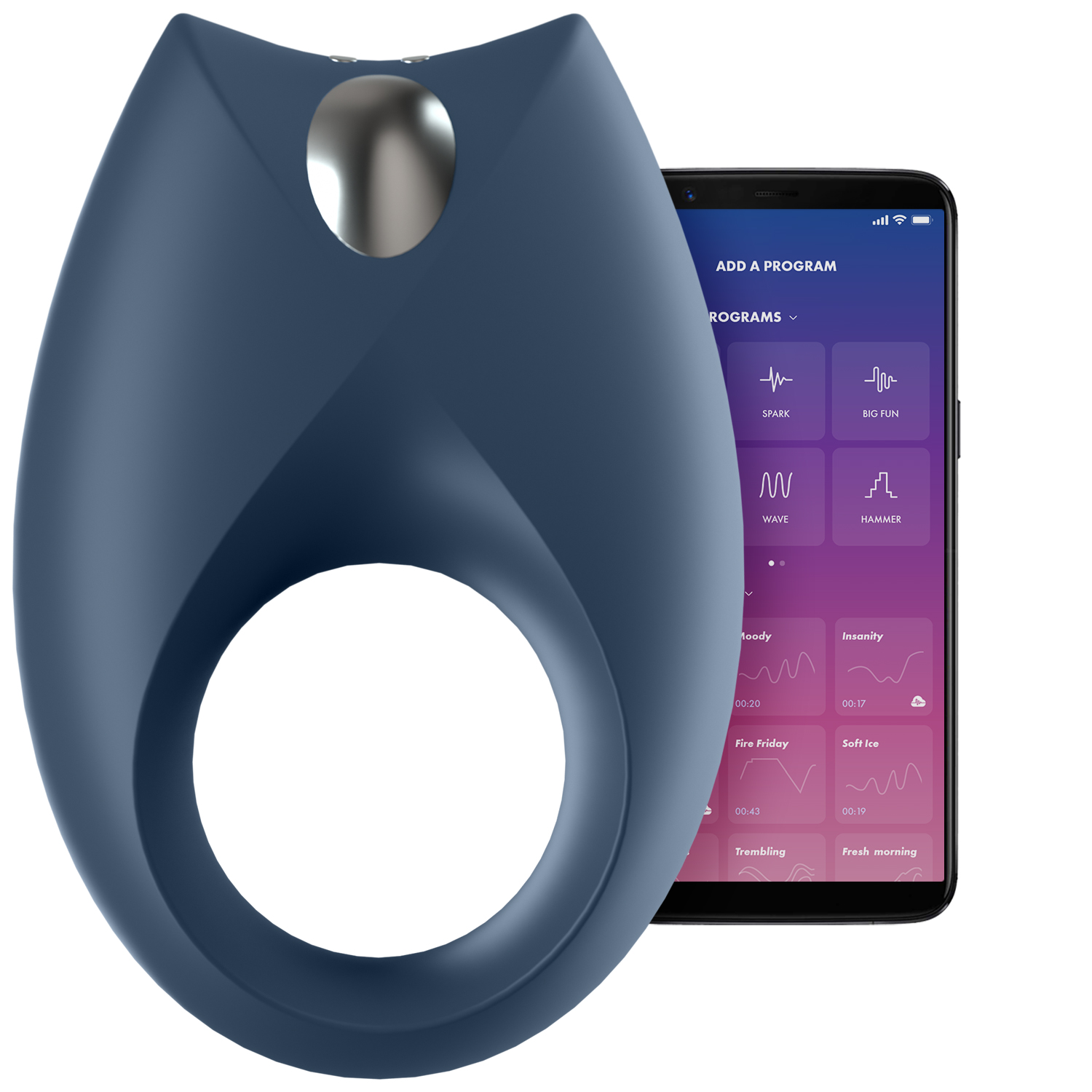 Satisfyer Royal One Vibrating Penis Ring - Dark Blue