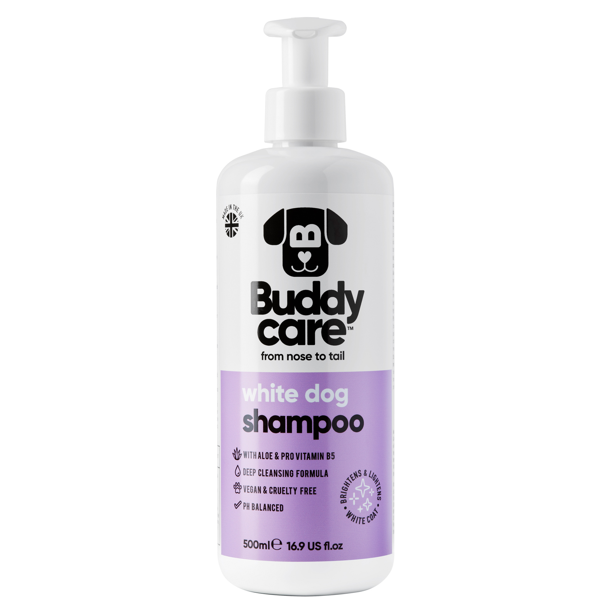 Buddycare Dog Shampoo - White Dog - 500ml / 16.9 fl oz