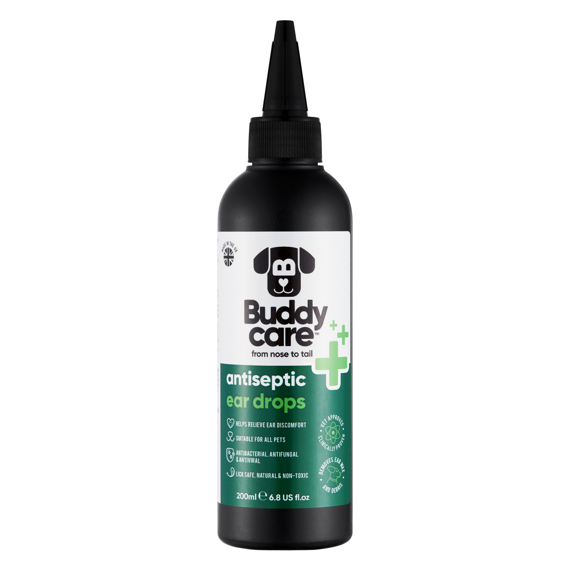 Buddycare Pet Antiseptic Ear Drops - 200ml 6.76 fl oz