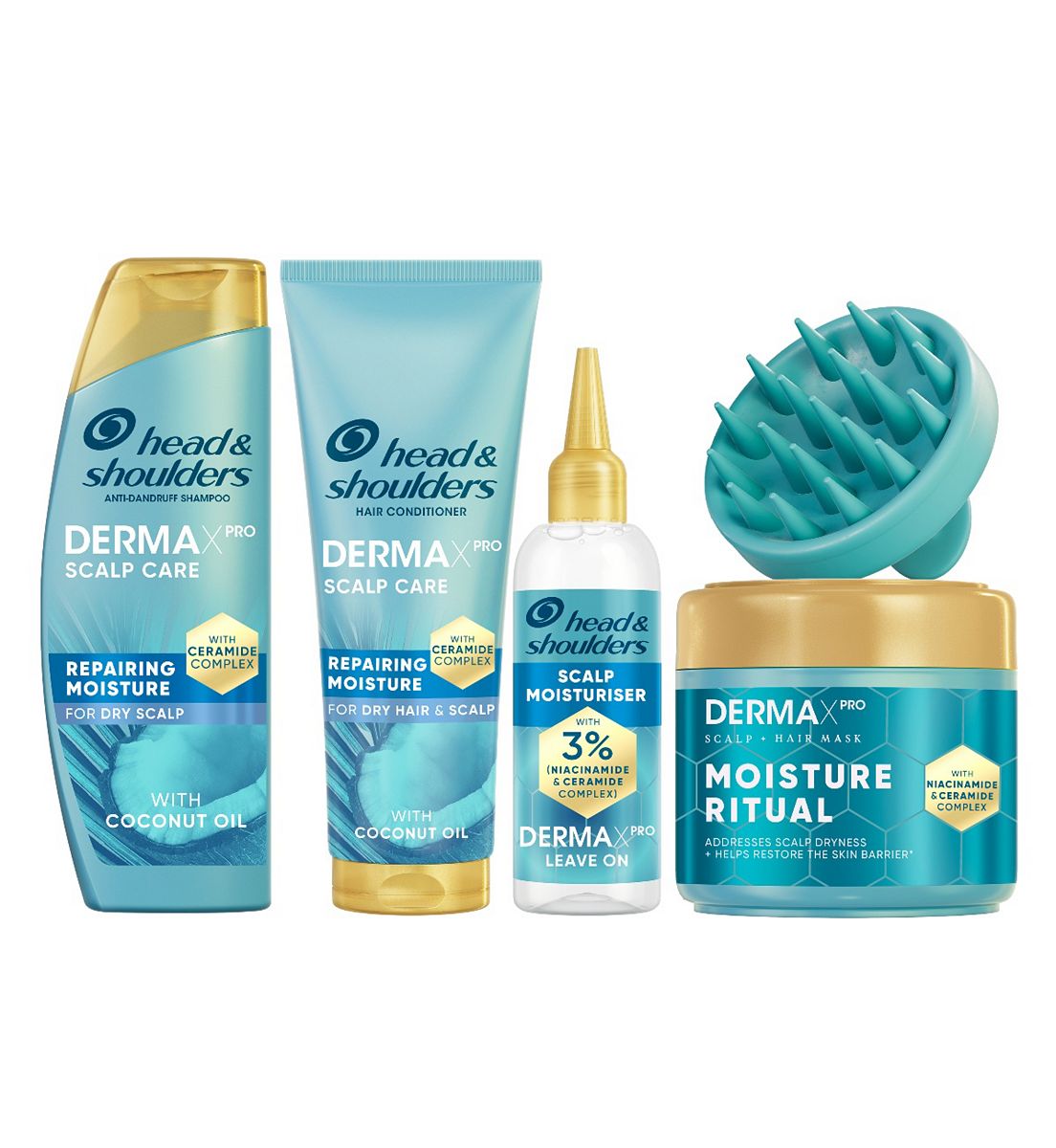 Head & Shoulders Derma Moisture Bundle - Shampoo, Scalp Moisturiser, Serum And Mask