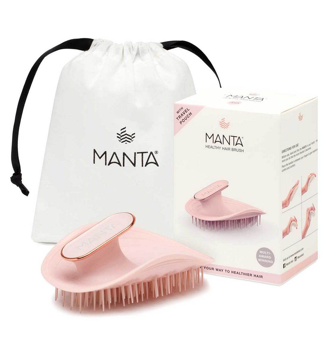 Manta The Gentle Hairbrush Pink For Fragile Or Thinning Hair