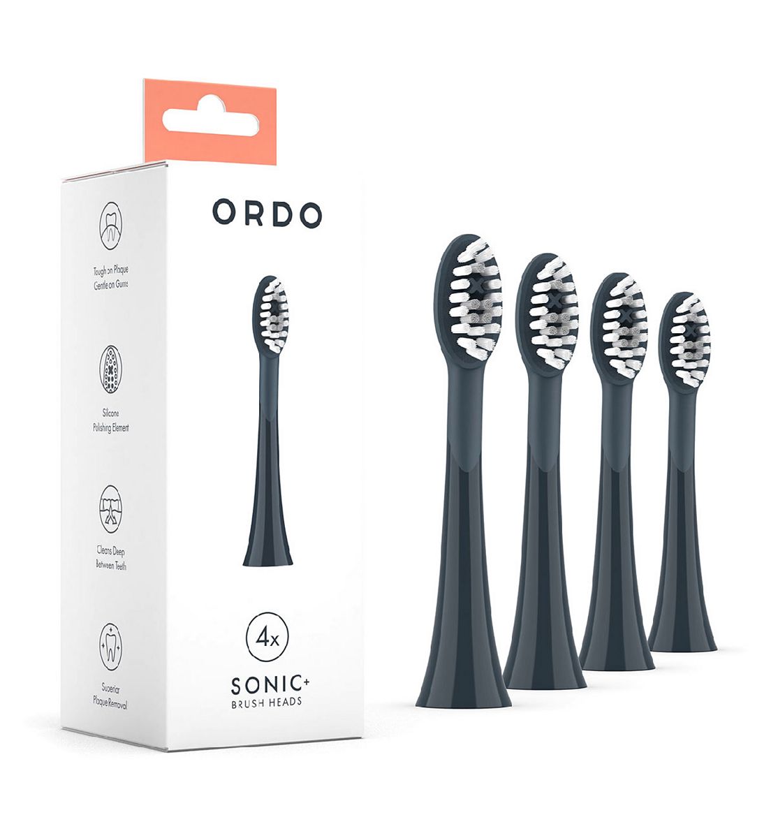 Ordo Sonic + Brush Heads - Charcoal Grey 4 Pack